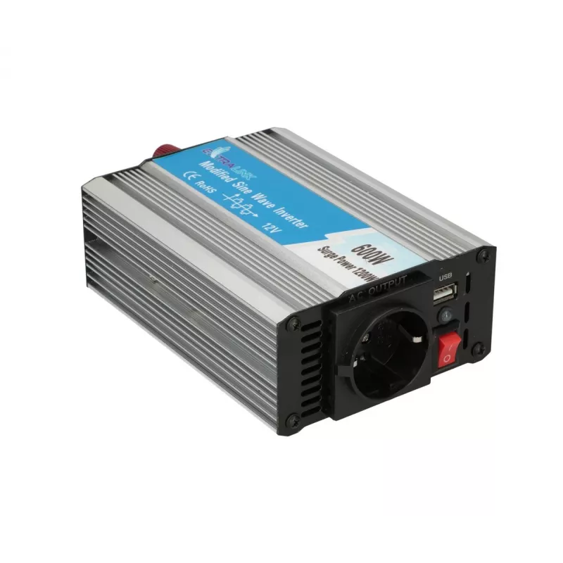 Extralink OPIM-600W przetwornica napięcia, samochodowa 12V, 600W zmodyfikowana sinusoida