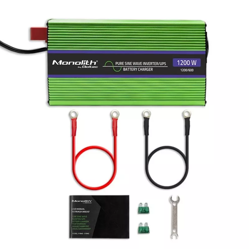 Przetwornica samochodowa Qoltec Monolith 1200 W Zielona 12 V