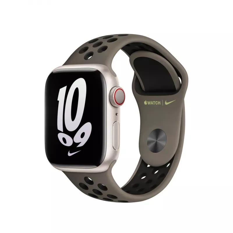 Pasek do smartwatcha Apple, 41mm Olive szary/Czarny Nike Sport Band, fluoroelastomer, nadgarstek 130–200 mm