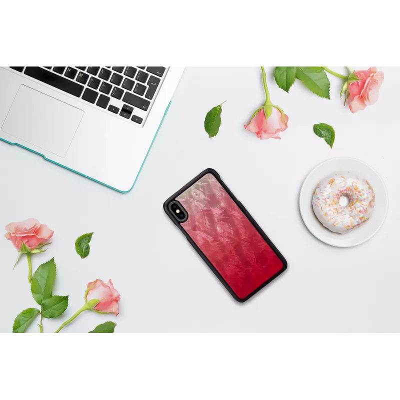 Etui na smartfona iKins do iPhone XS Max — różowe jezioro z czarnymi akcentami