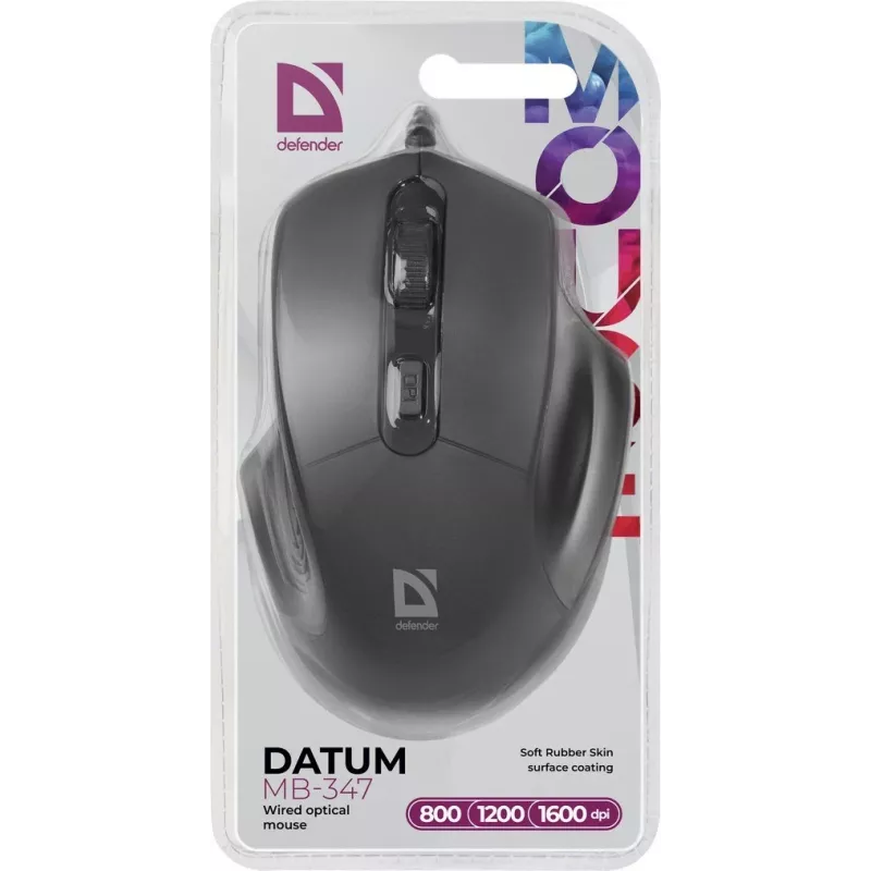 Defender DATUM MB-347 Mysz optyczna czarna 1600dpi 4P