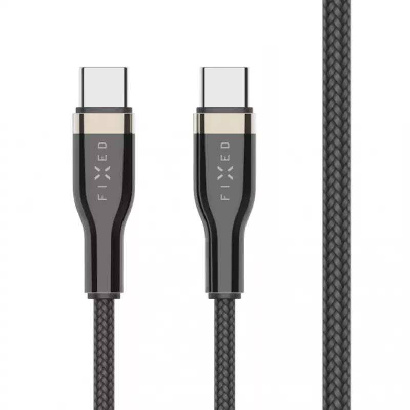 Kabel USB-C na USB-C FIXED FIXDB-CC2-BK — 2 m, 100 W, stałe, nieodłączane złącze