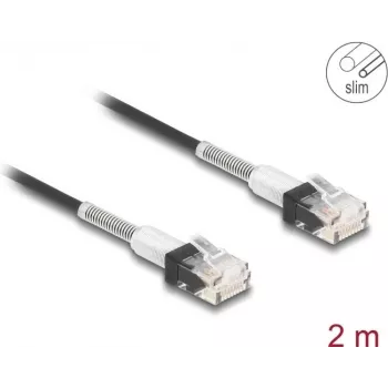 Kabel sieciowy DeLOCK RJ45 Cat.6A UTP cienki 2m czarny