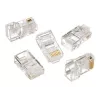 Wtyk modularny 8P8C do kabla LAN litego CAT5, UTP, 10 szt. w opakowaniu | Wtyk modularny 8P8C RJ45, pozłacany 30u”, 3-zębne styki wewnętrzne do kabli litych LAN