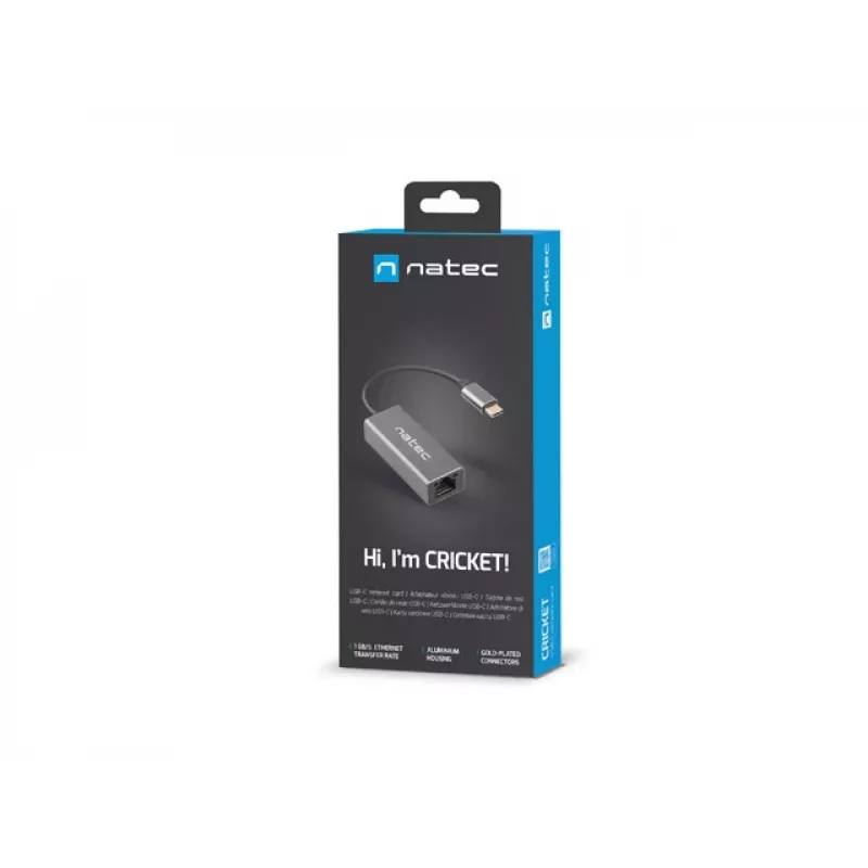 NATEC Cricket USB 3.2 Gen 1 Type-C Szary Hub Ethernet 1000 Mbit/s