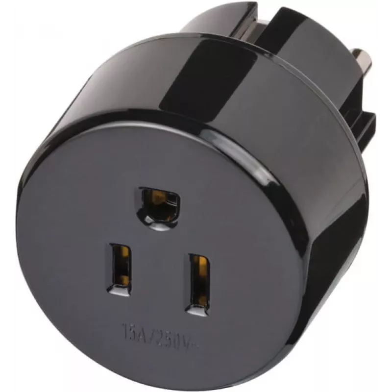 Adapter podróżny USA, Japonia / wtyczka z uziemieniem, przejściówka czarna