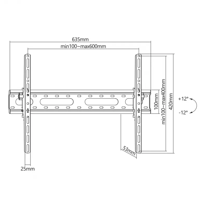 Uchwyt ścienny SBOX PLB-2546T-2 do wyświetlaczy 37–80 cali, udźwig 45 kg, VESA 600×400 mm