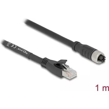 Kabel sieciowy DeLOCK 80589 M12 na RJ-45 Cat5e 1m Czarny