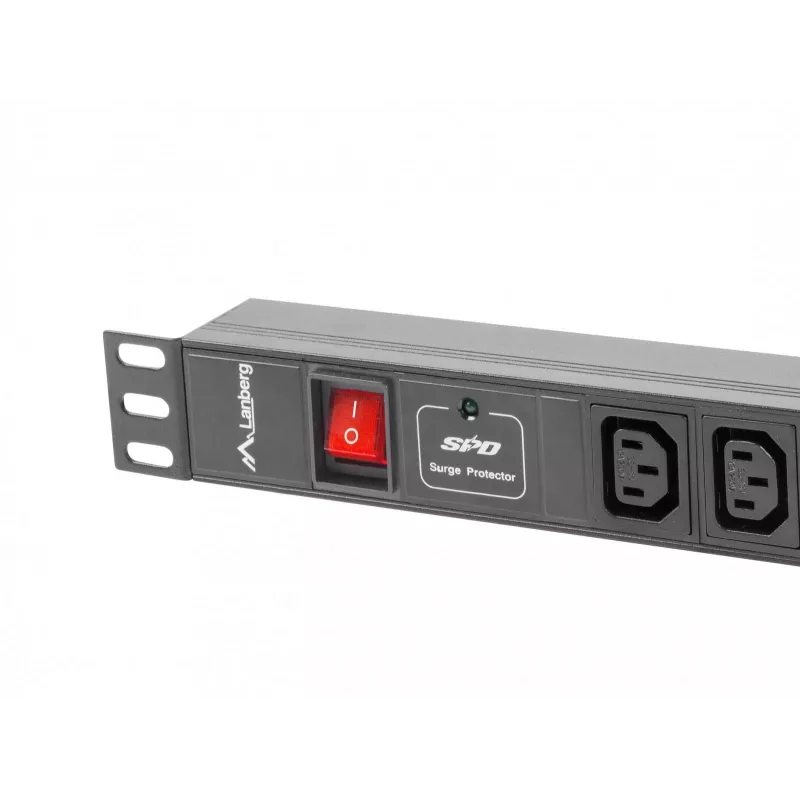 Lanberg PDU-08I-0200-C20-BK jednostka dystrybucji zasilania (PDU) 1U czarna 8 wyjść AC (PDU-08I-0200-C20-BK)