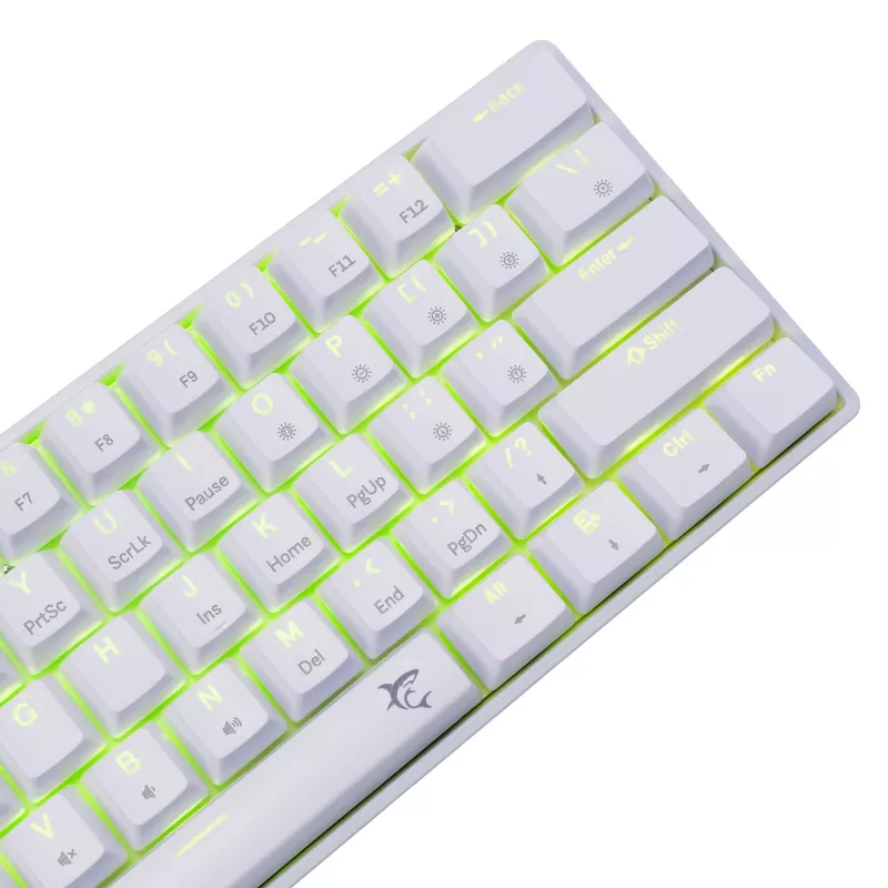 Przewodowa klawiatura mechaniczna White Shark Shinobi-2 (GK-004221) — niebieskie przełączniki, biała, układ US