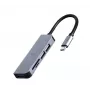 Stacja dokująca do laptopa Gembird UHB-CM-CRU3P1U2P2-01 — USB 3.2 Gen 1 Type-A, MicroSD/SD/SDHC/SDXC do 128 GB, srebrna