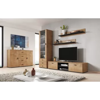 Cama living room sideboard UNI lefkas oak/Czarny