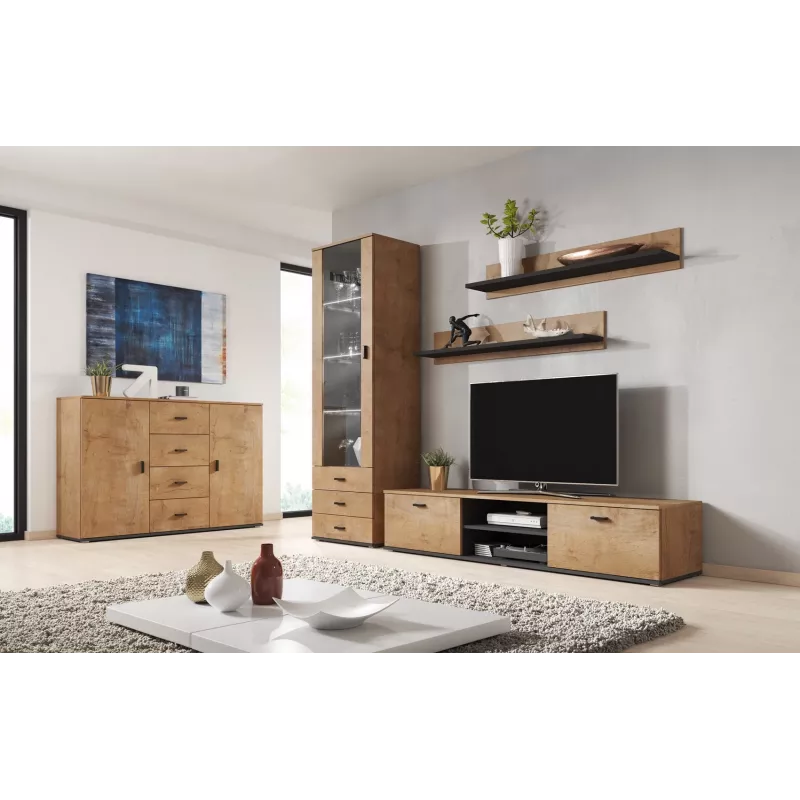 Cama living room sideboard UNI lefkas oak/Czarny