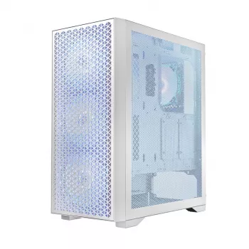 Obudowa PC LOGIC Dart Pro Midi ARGB biała — Midi Tower, ATX, 456×200×385 mm, maks. GPU 34 cm, wysokość chłodzenia CPU 155 mm, 3x120 mm przód + 1x120 mm tył, USB 3.0 x2, USB-C x1