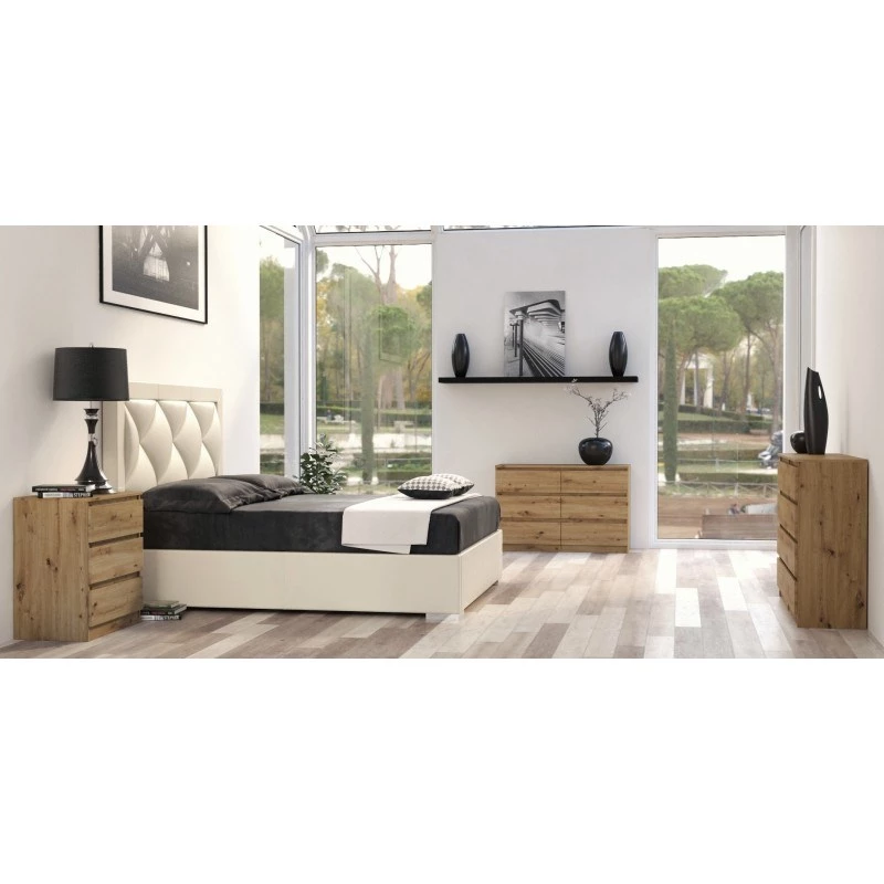 Komoda Top e shop M6 120 ARTISAN, wykończenie dąb, 6 szuflad, 1200×300×770 mm