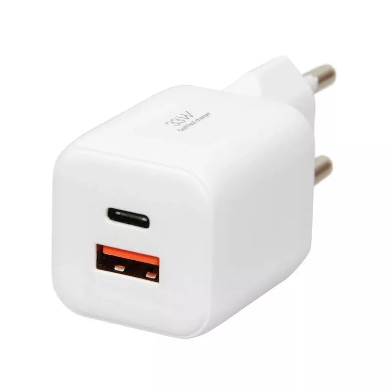 Ładowarka USB IBOX ILUC42W 42W (maks. 33W), 1×USB-C PD3.0, 1×USB-A QC3.0, 100–240V, biała