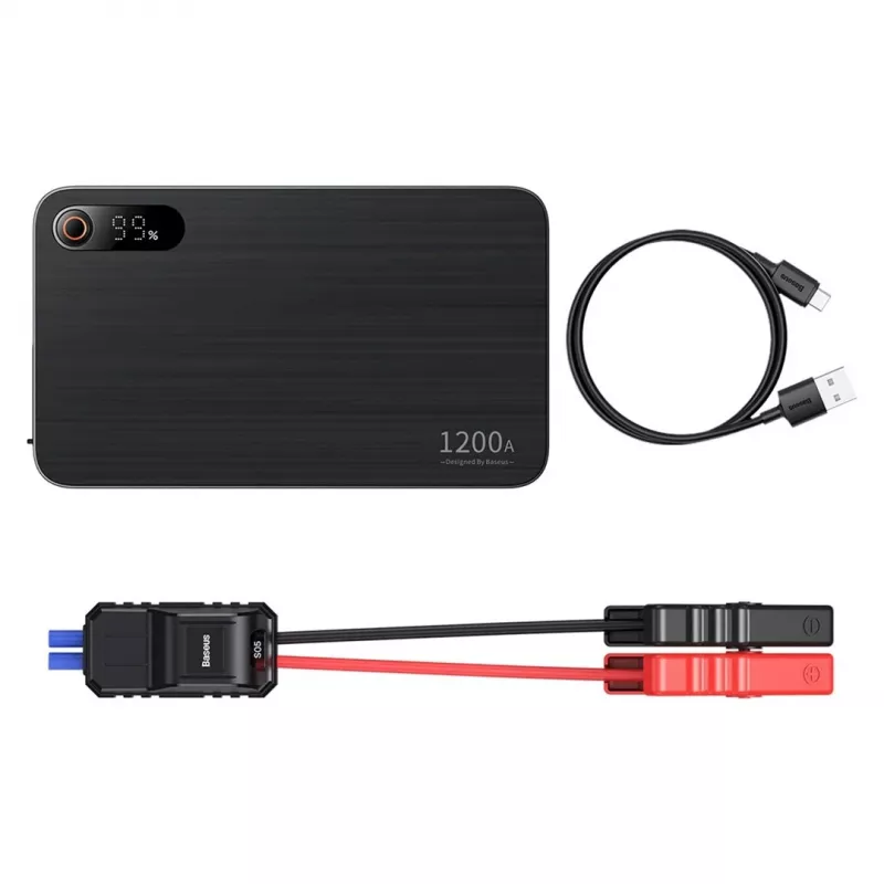 Powerbank/Rozrusznik samochodowy Baseus Pro+ Car Jump Starter, 12000mAh, 1200A, USB (czarny)