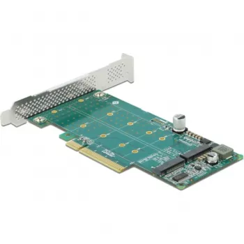 Karta DeLOCK PCI Express x8 na 2 wewnętrzne złącza NVMe M.2 Key M z obsługą bifurkacji, niskoprofilowa