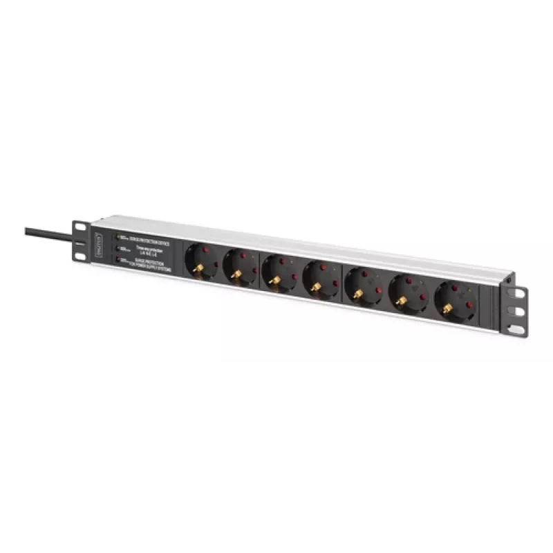 Digitus DN-95441 listwa zasilająca PDU 7 gniazd AC 1U Czarny Srebrny