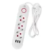 Listwa zasilająca MACLEAN MCE394W — 3 gniazda, 3×USB 2,1 A, 110–240 V AC, 2500 W, kabel 1,5 m, biała