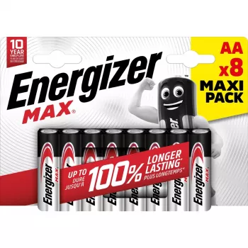 Energizer Baterie Alkaliczne Max AA LR6, 8 Sztuk, Opakowanie Ekologiczne