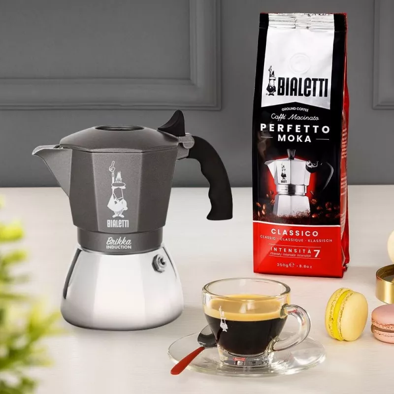 Ekspres do kawy BIALETTI BRIKKA INDUCTION 4TZ 180 ml Antracyt, Srebrny