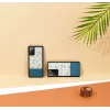 Etui na telefon Man and Wood Galaxy Note 20 — niebieski kwiat na czarnym