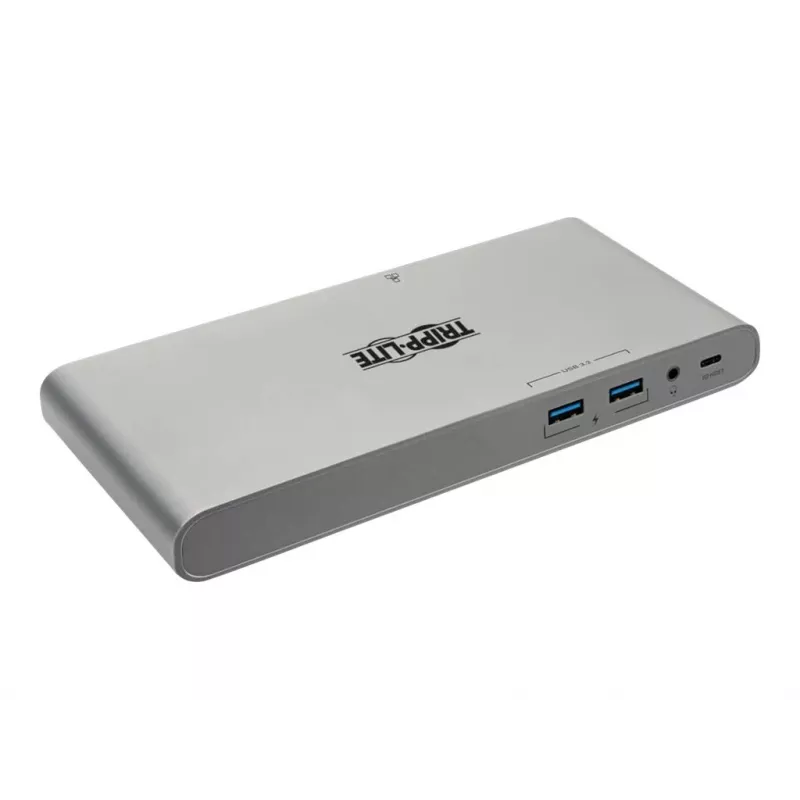 Stacja dokująca Eaton Tripp Lite USB-C, potrójny wyświetlacz - 4K HDMI/DisplayPort, VGA, USB 3.2 Gen 1, hub USB-A/USB-C, GbE, ładowanie 100W PD, międzynarodowe kable zasilające