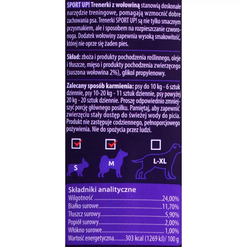 Przysmaki treningowe dla psa MACED Sport Up! Beef 300 g — przekąski treningowe o smaku wołowym