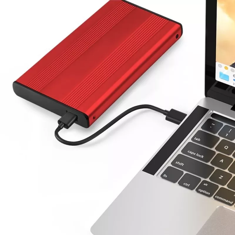 Obudowa HDD/SSD QOLTEC 51860 na dyski 2,5 cala SATA III, USB Type-A, 5 Gbit/s, aluminium, czerwona