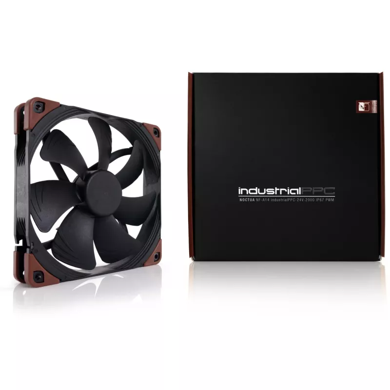 Wentylator Noctua NF-A14 INDUSTRIALPPC-2000 PWM, 140x25 mm, 12V, PWM, 500–2000 RPM, 182.5 m³/h, IP52, łożysko SSO