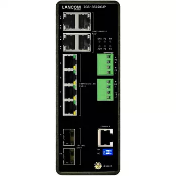 Zarządzany przełącznik LANCOM IGS-3510XUP Layer 3, 8 portów 2.5G RJ-45, obsługa 10G, PoE, przepustowość 68 Gbit/s