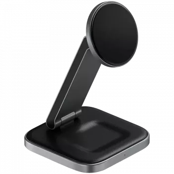 SATECHI 3-w-1 składana podstawka ładująca bezprzewodowo Qi2 (Space Gray) z wtyczkami typu A, C, G