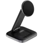 SATECHI 3-w-1 składana podstawka ładująca bezprzewodowo Qi2 (Space Gray) z wtyczkami typu A, C, G