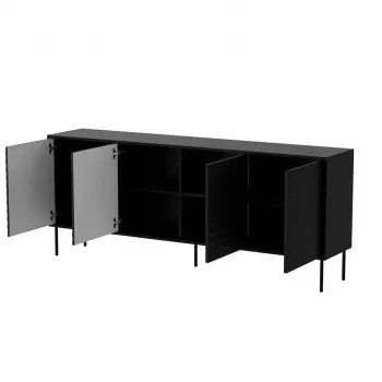 Komoda cama meble Cama 4D CORTINA — 2000×400×810 mm, czarna, płyta wiórowa