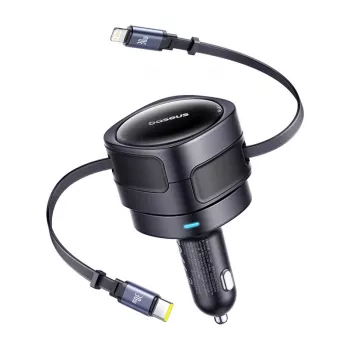 Ładowarka samochodowa Baseus Enjoyment Max 60W z kablami USB-C i Lightning, szybkie ładowanie z dwoma portami