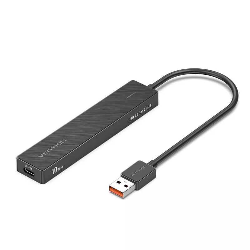 Koncentrator wieloportowy USB 3.2 Gen 2 5-w-1 Vention CHOBB — 5 portów (4× USB 3.2 Gen 2 Type-A, 1× USB 3.2 Gen 1 Type-A), 0,15 m, ABS, czarny