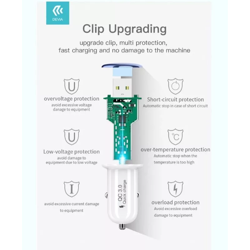 Ładowarka samochodowa Devia Mushroom QC3.0 18W Złota – USB Quick Charge 3.0, moc wyjściowa 18W