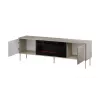 Szafka RTV z kominkiem Cama Meble TRESSE 180x40x54.5 cm — czarna rama, blat mat kaszmirowy