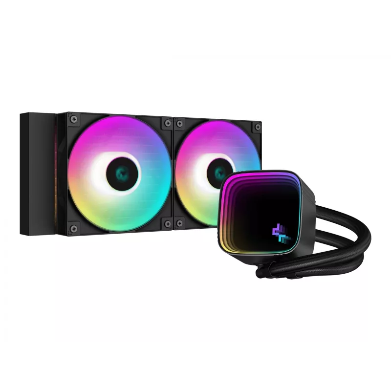 Chłodzenie cieczą typu all-in-one DeepCool LS520 SE — 3 wentylatory 120 mm, aluminiowa chłodnica 280 x 120 x 27 mm, przewody 41 cm, podstawa miedziana, RGB