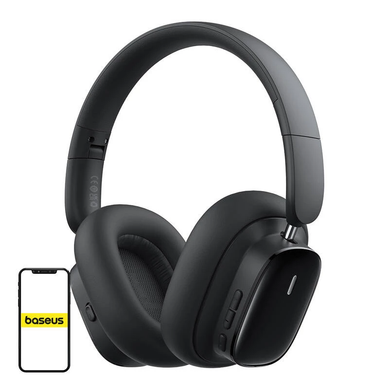 Baseus Bowie H1i Zestaw słuchawkowy Bezprzewodowy pałąk na głowę Połączenia/Muzyka USB Typu C Bluetooth Czarny