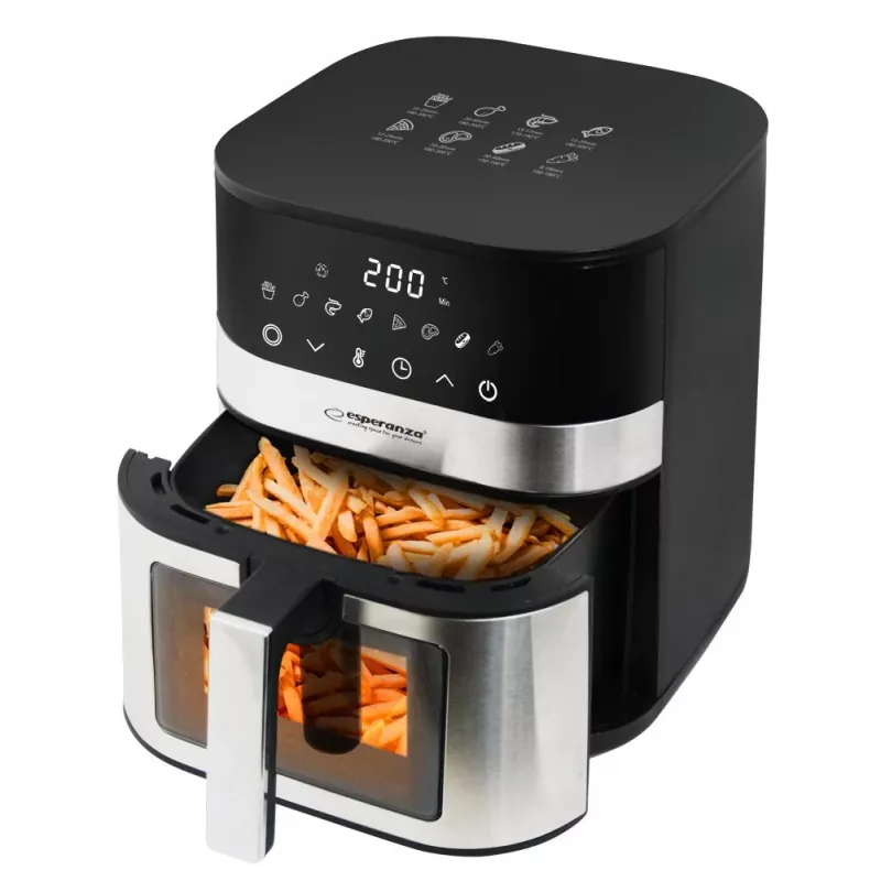 Frytkownica beztłuszczowa ESPERANZA Pesce Alla Griglia 5 L, frytkownica beztłuszczowa, 1400 W, 8 programów, 200°C, sterowanie dotykowe
