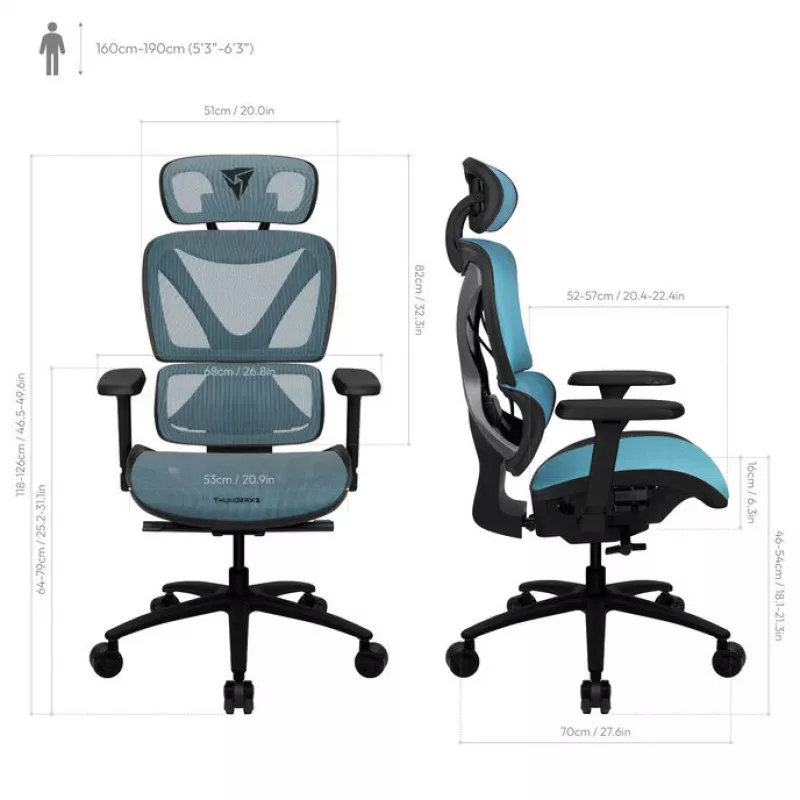 ThunderX3 XTC Ergonomiczne krzesło biurowe - czarny/niebieski