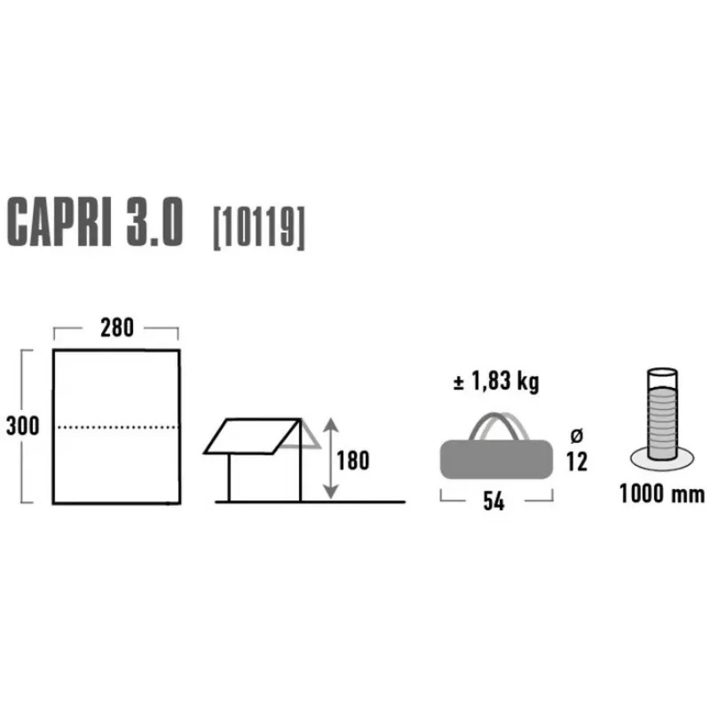 żagiel przeciwsłoneczny Capri 3.0, UV80 (aluminium/szary)