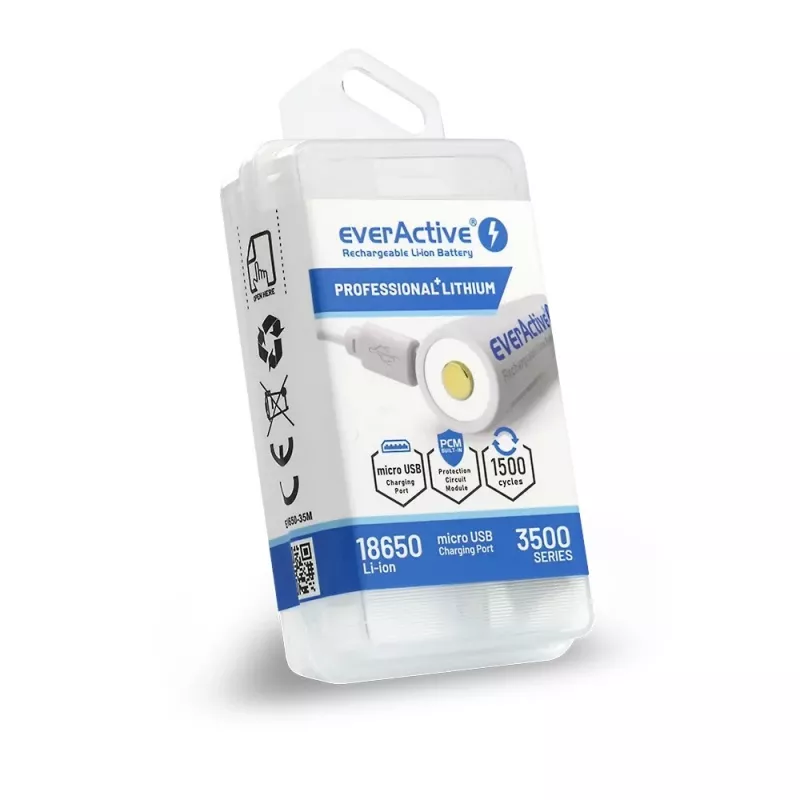 18650 Li-Ion 3.7V everActive 3500mAh battery (1 szt.) micro-USB with protection