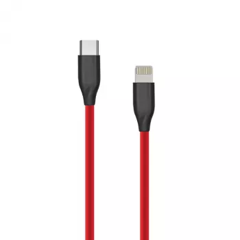 Kabel silikonowy USB Type C - Lightning, 1m (czerwony)