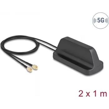 Antena DELOCK 81485 5G LTE GNSS Wi‑Fi 6 MIMO z 2 złączami SMA, zysk 2,1–3,0 dBi