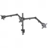 Manhattan Triple Desk Mount do TV i monitorów, Do ekranów: 10 cali do 27 cali, Montaż zaciskowy, Kompatybilność z VESA: 75x75 i 100x100mm - sprawdź wymiary czterech otworów montażowych z tyłu ekranu, aby upewnić się, że pasuje, Maks. 7kg (na każdy), Czarny, Uchwyt, Dożywotnia gwarancja