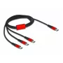 Kabel do ładowania USB DeLOCK 3 w 1 USB Type-C na 3 x USB Type-C 1 m czarno-czerwony