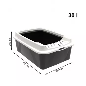 Otwarta kuweta dla kota Rotho Bonnie Cat 572×393×209 mm, technopolimer, 30 L, czarno-szara
